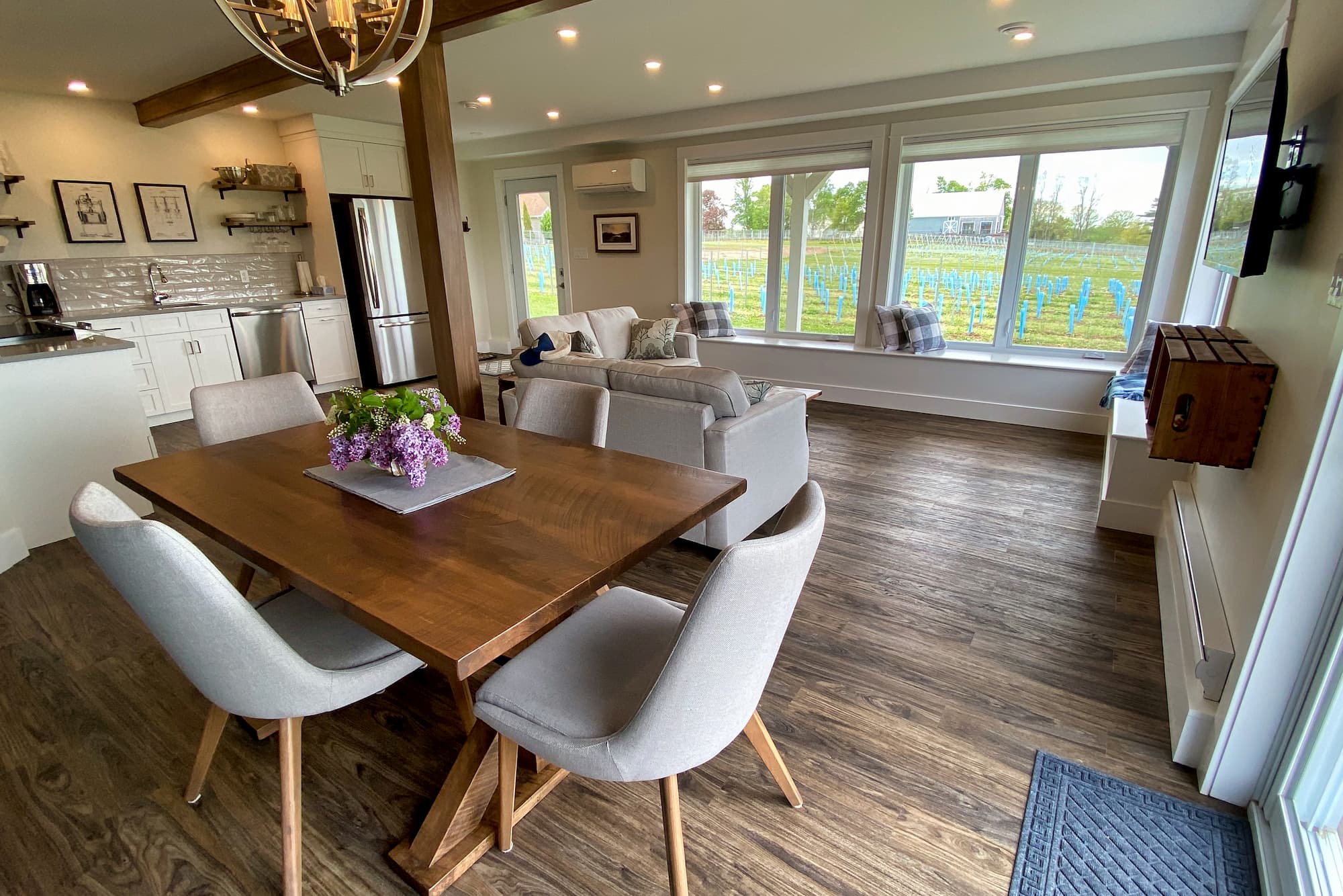 View of the dining area at Beausoleil Vineyards Guest House